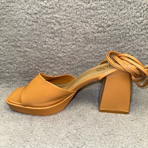 Ego Women's Shoes Beige Size 9 Faux Leather Dreamer Block Heel Ankle Tie Sandals - Picture 9 of 14